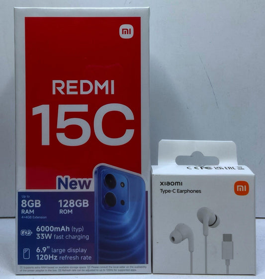 Redmi 15C 4+128, 6000mAh Battery  Midnight black , Get Free Type -c Earphones