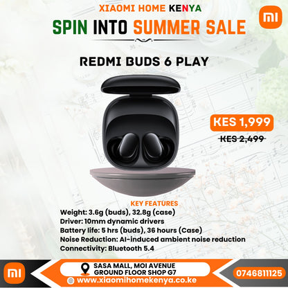 Redmi Buds 6 Play, Active Noise Cancellation, Up to 36 Hours Playtime
