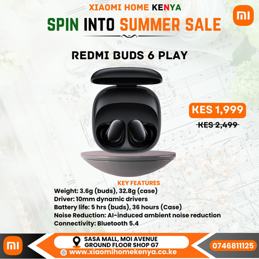 Redmi Buds 6 Play, Active Noise Cancellation, Up to 36 Hours Playtime