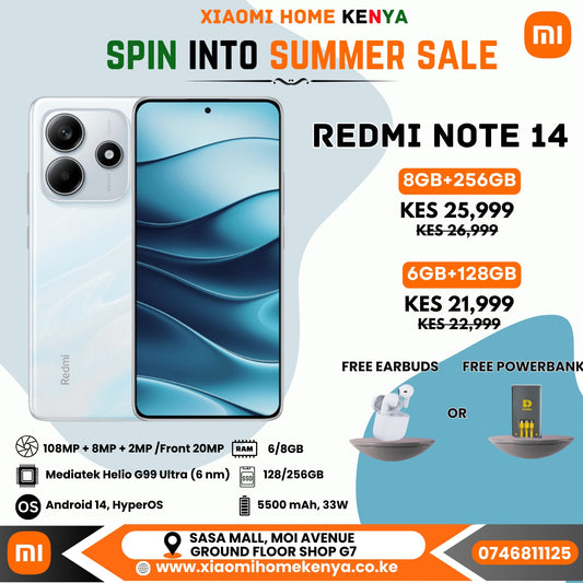 Redmi Note 14 6+128, Free Earbuds or Powerbank