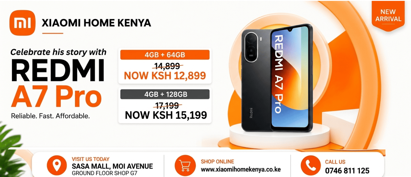 Redmi A7 Pro price in Kenya June 2026, 4+64GB and 4+128GB Variants