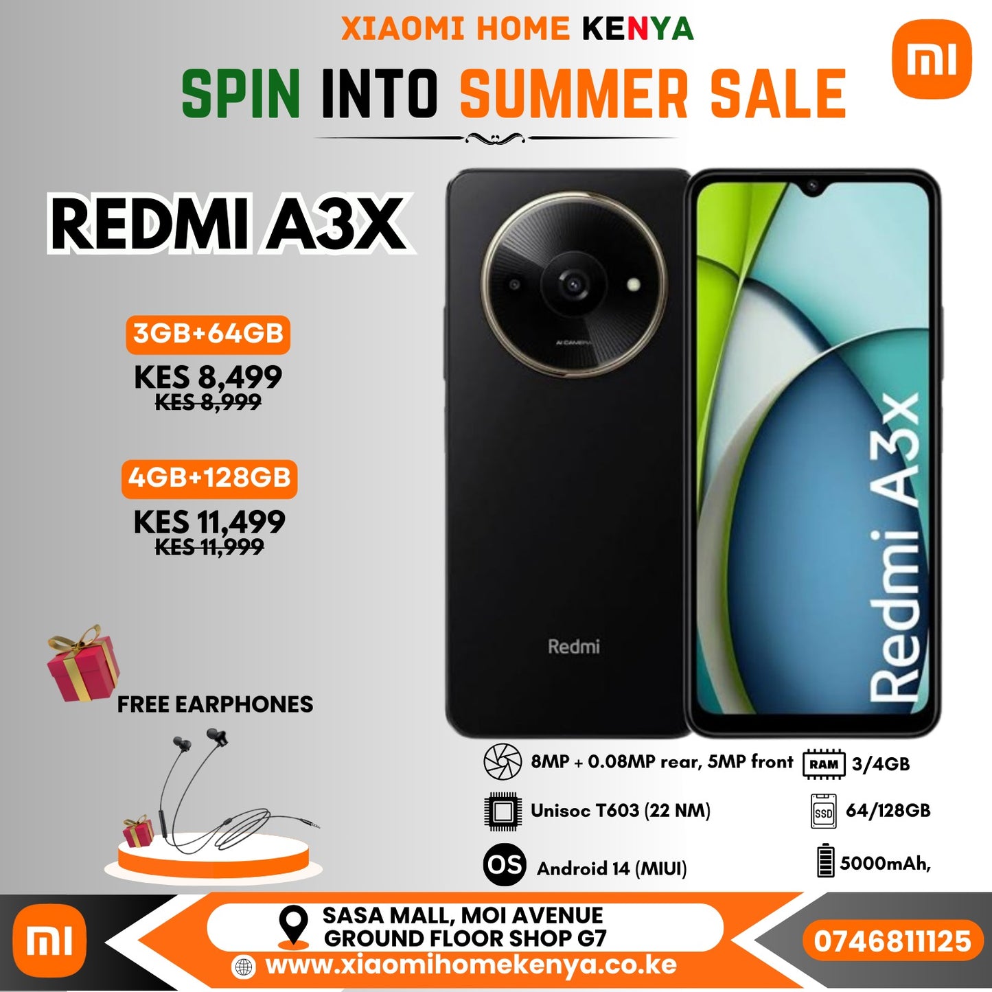 Redmi A3X 4+128, Get Free Earphones
