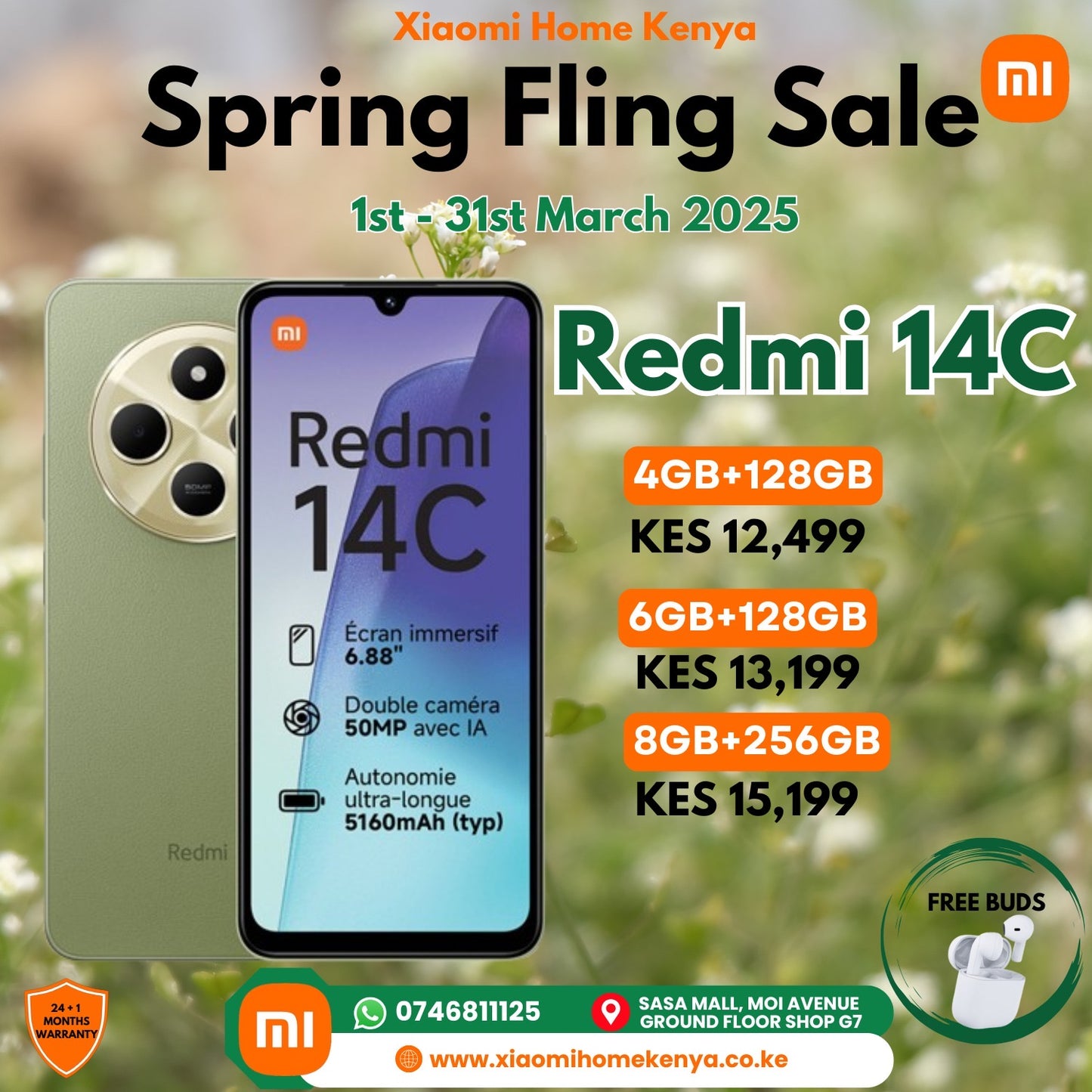 Redmi 14C 4+128, Get Free Earbuds